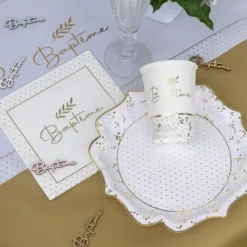 Outlet 10 Assiettes Carton Bapt Me Luxe Theme Bapteme
