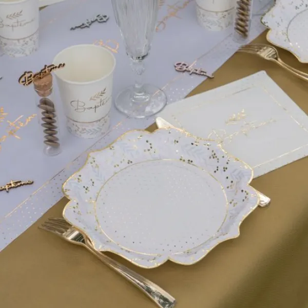 Outlet 10 Assiettes Carton Bapt Me Luxe Theme Bapteme