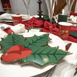 Badaboum 8 Assiettes Carton Feuille De Houx 23Cm Online