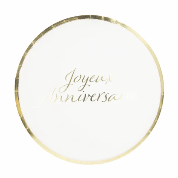 8 Assiettes Carton Joyeux Anniversaire Or Theme Joyeux Anniversaire