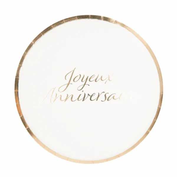 Outlet 8 Assiettes Carton Joyeux Anniversaire Rose Gold Theme Joyeux Anniversaire