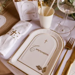 Best 8 Assiettes En Carton Communion Puret Blanc Theme Communion