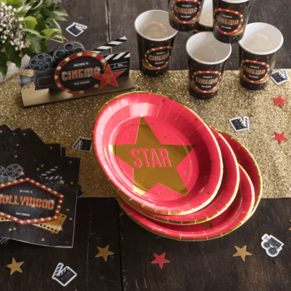 Outlet 10 Assiettes En Carton F Tes Du Cin Ma Hollywood 23 Cm Theme Cinema