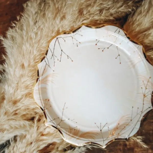 Outlet 8 Assiettes En Carton Fleurs Des Champs Blanches Theme Eco-Responsable