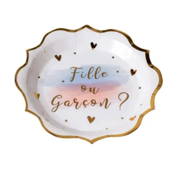 Sale 8 Assiettes En Carton Gender Reveal Theme Gender Reveal