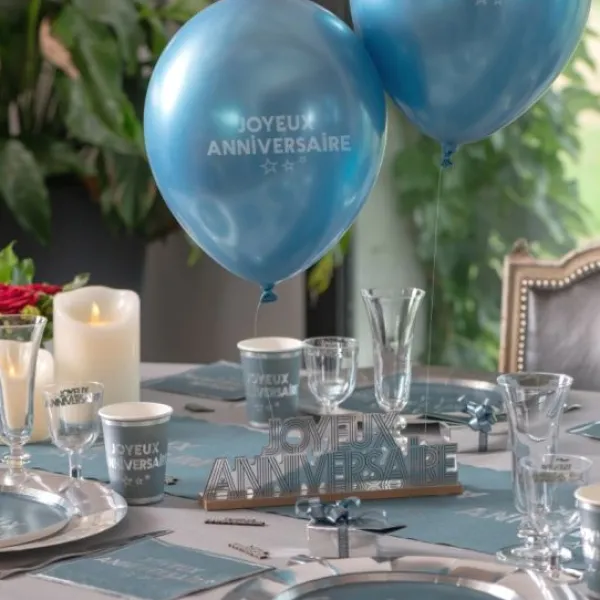 New 6 Ballons Gonflables Joyeux Anniversaire Bleu Canard 30 Cm Theme Joyeux Anniversaire