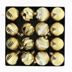 Badaboum 16 Boules De Noel Luxe Or 6Cm Discount