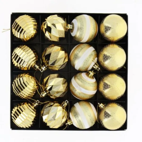 Badaboum 16 Boules De Noel Luxe Or 6Cm Discount