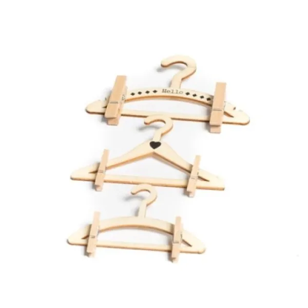 Badaboum 3 Cintres A Pinces En Bois Hello