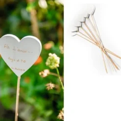 Badaboum 6 Coeurs En Bois Blanc Sur Pic