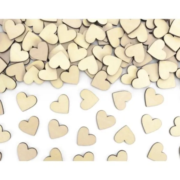 Badaboum 50 Confettis De Table Coeur En Bois Naturel