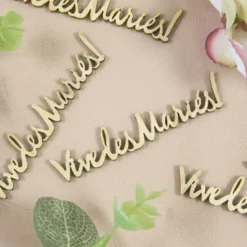 Badaboum 12 Confettis De Table Vive Les Mari S En Bois Naturel