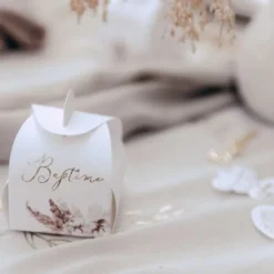 New 10 Contenants Dragees Bapt Me Pampas Fleurs De Coton Theme Bapteme