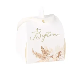 New 10 Contenants Dragees Bapt Me Pampas Fleurs De Coton Theme Bapteme