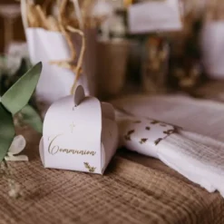 Hot 10 Contenants Dragees Communion Puret Blanc Et Or Theme Communion