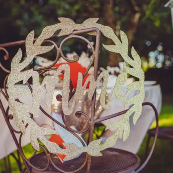 Badaboum 2 Couronnes Mme Et Mr En Bois Paillettes Or