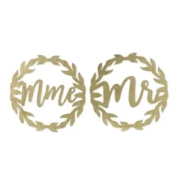 Badaboum 2 Couronnes Mme Et Mr En Bois Paillettes Or