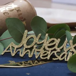 Clearance 4 Deco En Bois Joyeux Anniversaire Paillettes Or Theme Joyeux Anniversaire
