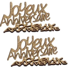 Clearance 4 Deco En Bois Joyeux Anniversaire Paillettes Or Theme Joyeux Anniversaire