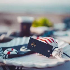 Badaboum 10 Etiquettes Ancre Marine Et Or Avec Ruban Best