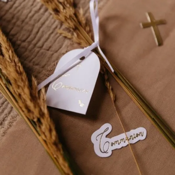 Hot 10 Etiquettes Communion Puret Theme Communion