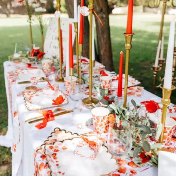 Badaboum 10 Etiquettes Coquelicots Avec Ruban Satin Rouge