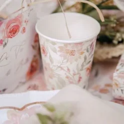 Outlet 8 Gobelets En Carton Dahlia Blanc Et Pastel Theme Deco Pastel