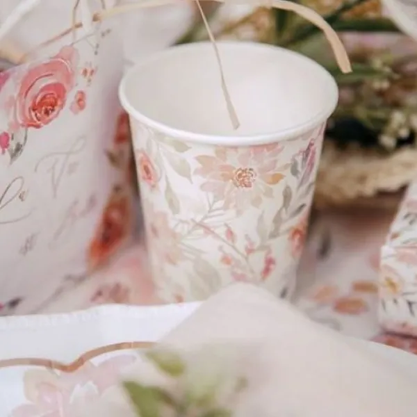 Outlet 8 Gobelets En Carton Dahlia Blanc Et Pastel Theme Deco Pastel