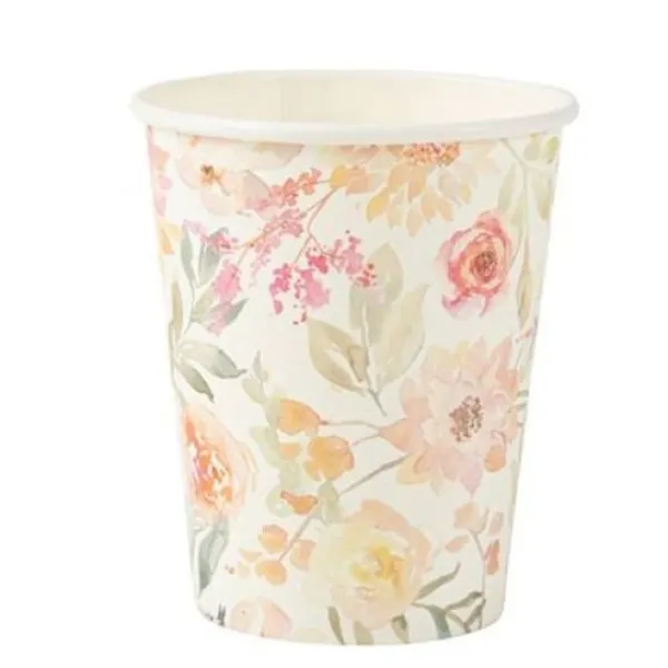 Outlet 8 Gobelets En Carton Dahlia Blanc Et Pastel Theme Deco Pastel