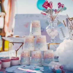 Hot 8 Gobelets En Carton Gender Reveal Theme Cinema
