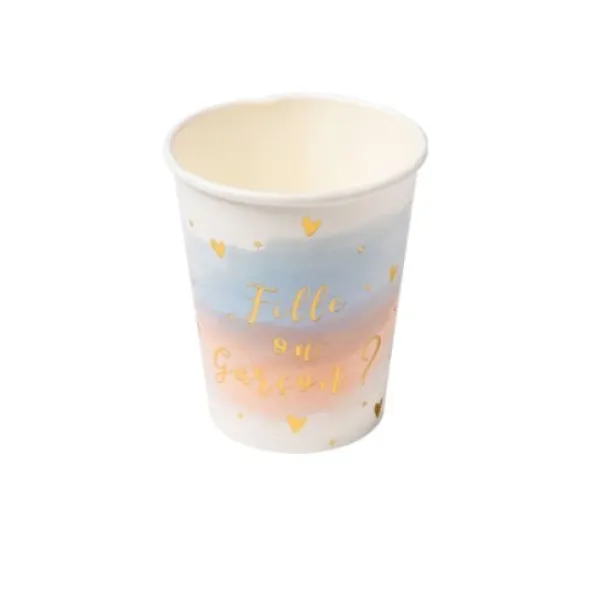 Hot 8 Gobelets En Carton Gender Reveal Theme Cinema