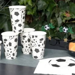 10 Gobelets En Carton Verre Bi Re Football 10 X 14 Cm - 50 Cl Theme Deco Football