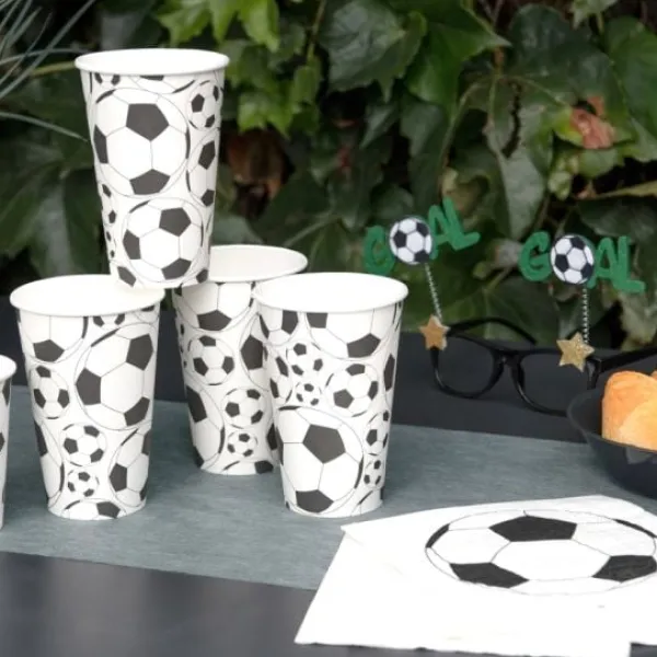 10 Gobelets En Carton Verre Bi Re Football 10 X 14 Cm - 50 Cl Theme Deco Football
