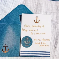 Badaboum 10 Invitations Theme Marin Ancre Mariniere Hot