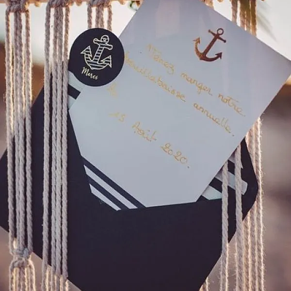 Badaboum 10 Invitations Theme Marin Ancre Mariniere Hot