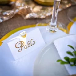 Badaboum 10 Marque Places Petits Coeurs Papier Embosse Or