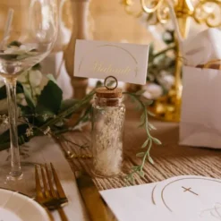 Clearance 10 Marque Places Puret Blanc Et Or Theme Communion