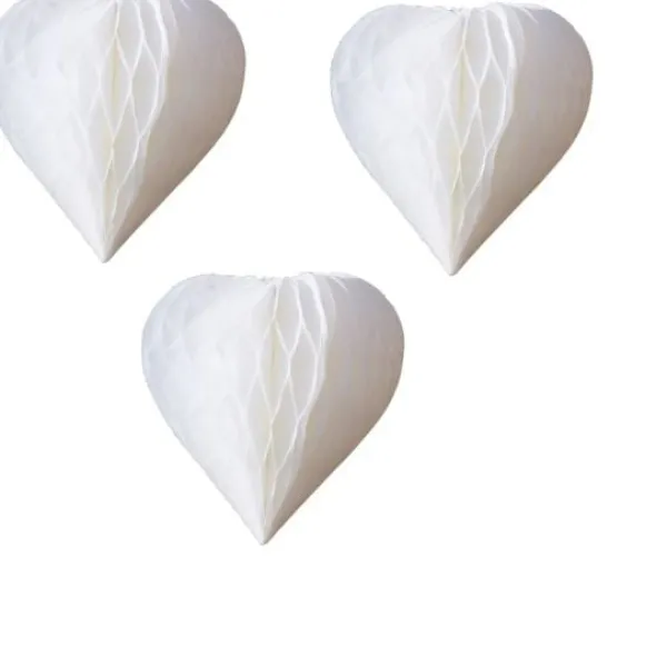 Badaboum 3 Mini Coeurs Alv Ol S Blanc 8Cm A Suspendre