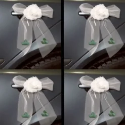 Badaboum 4 Noeuds Organza Blanc Avec Feuilles Vertes Online