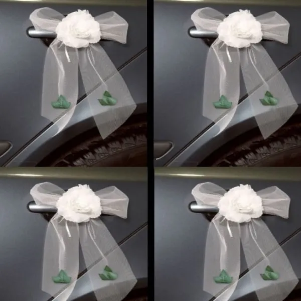 Badaboum 4 Noeuds Organza Blanc Avec Feuilles Vertes Online