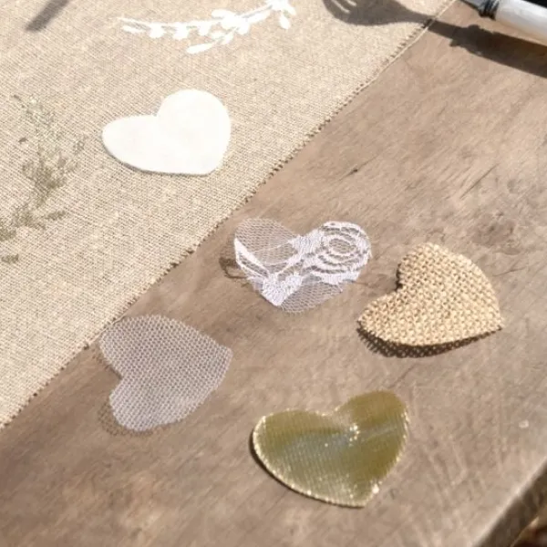 Hot 25 P Tales En Forme De Coeur Mariage Naturel Jute & Tulle & Coton Theme Jute