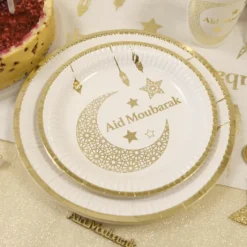 Clearance 6 Petites Assiettes En Carton Aid Moubarak 18Cm Theme Eid Mubarak & Ramadan
