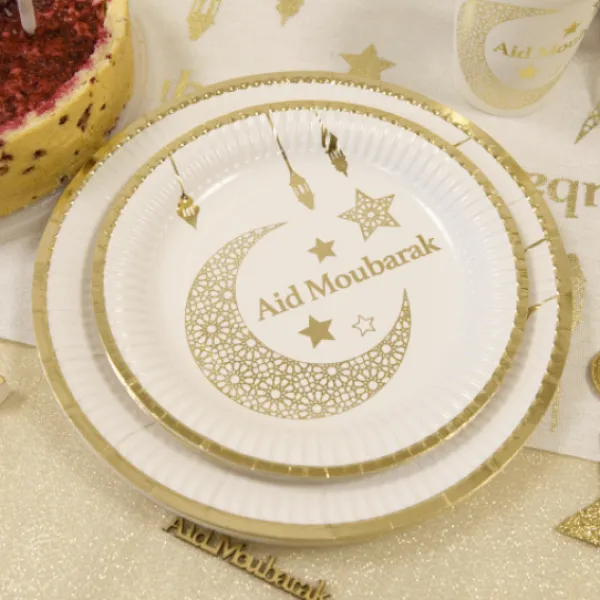 Clearance 6 Petites Assiettes En Carton Aid Moubarak 18Cm Theme Eid Mubarak & Ramadan