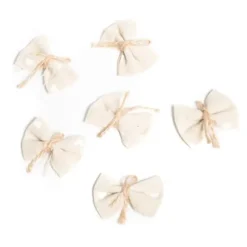 Badaboum 6 Petits Noeuds Lin Coeurs Blancs X 6 Pi Ces