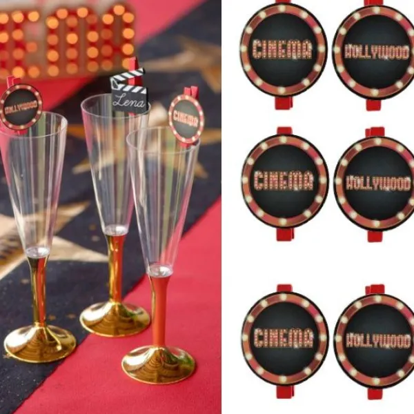 Clearance 6 Pinces Ardoise Hollywood Cinema Theme Cinema