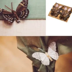 Badaboum 6 Pinces Papillons Chocolat Et Rose