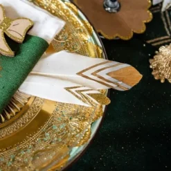 Badaboum 6 Plumes Ethniques Blanc Et Or 18-20Cm