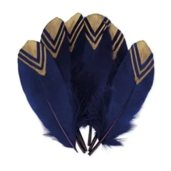 Badaboum 6 Plumes Ethniques Marine Et Or 18-20Cm