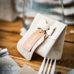 Badaboum 4 Pochons A Rabat Lin Et Noeud Ivoire