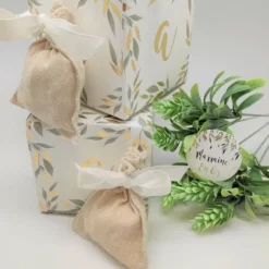 Badaboum 4 Pochons En Lin Ruban Blanc